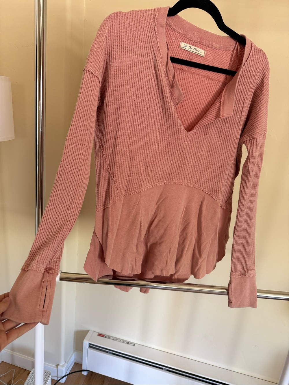 Free People Rosette Waffle-Knit V-Neck